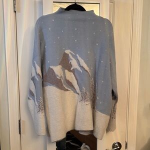 Rachel Zoe Blue and White Mountain Sweater